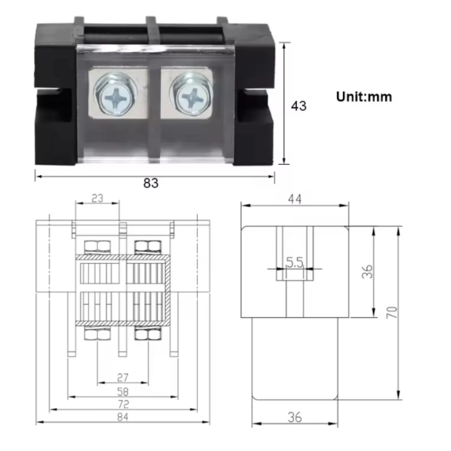 FENCE TERMINAL 100A 2IN-2OUT BLK - Image 5